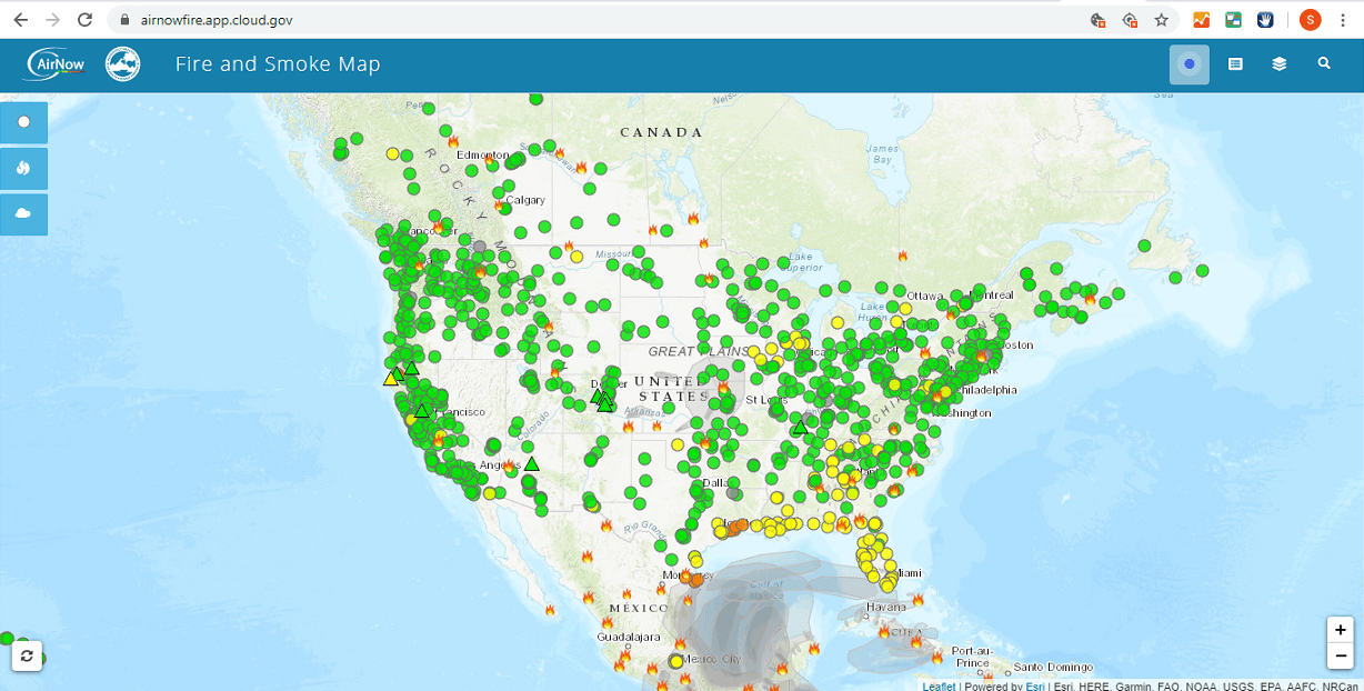 Air Now Fire Map Monday Wildfires AirNow.gov