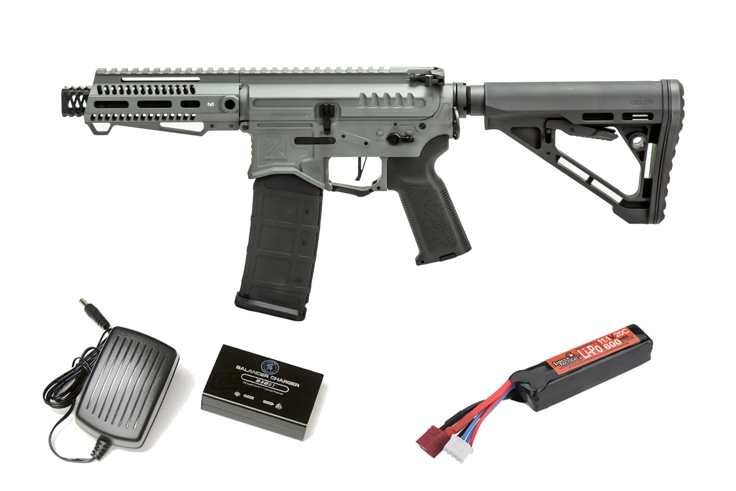 Zion Arms Full Metal R15 Short Barrel AEG Airsoft Rifle Battery & Charger Package 2