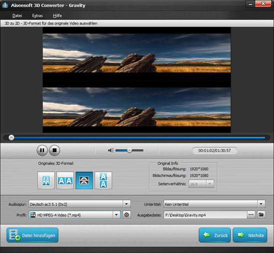 Wie kann man Video von 3D zu 2D umwandeln