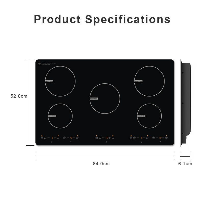 IH590A, 5900W builtin five burner induction hob