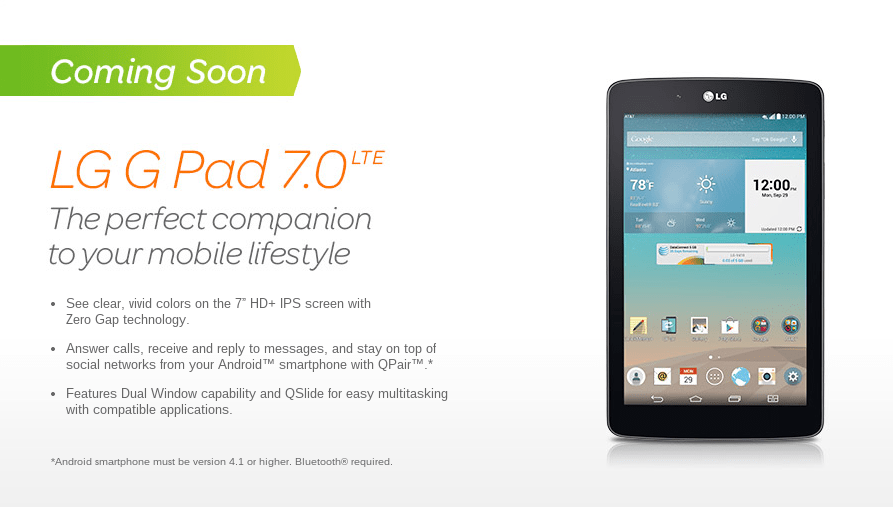 AT&T announces LG G Pad 7.0 LTE for August 8