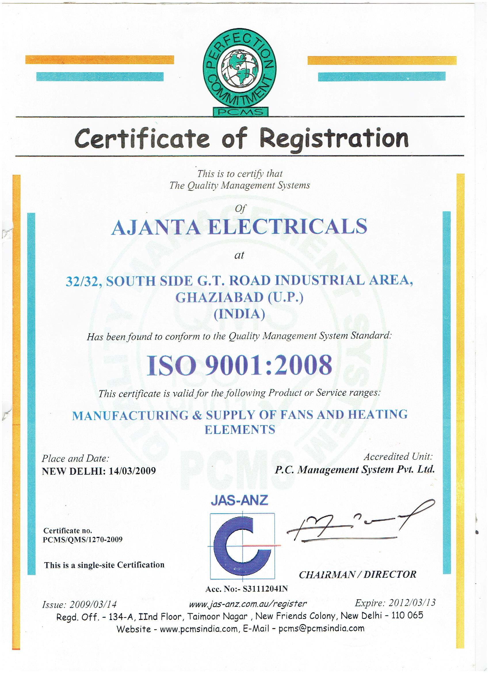 Best certificates Ajanta Electricals