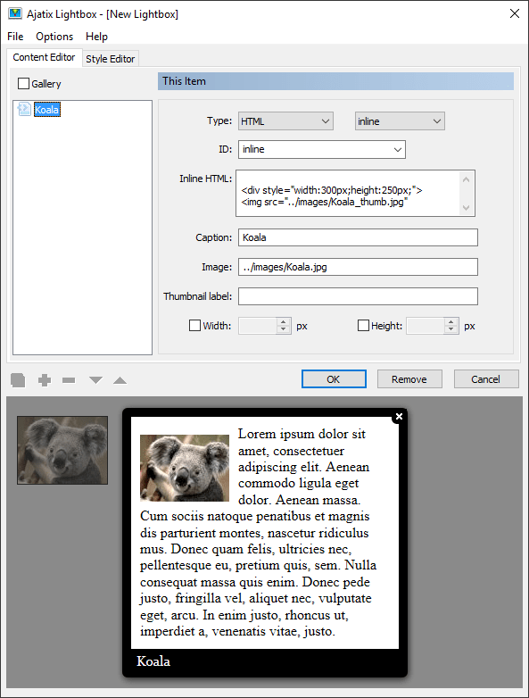 Ajatix Lightbox Editing inline HTML Content of the Lightbox