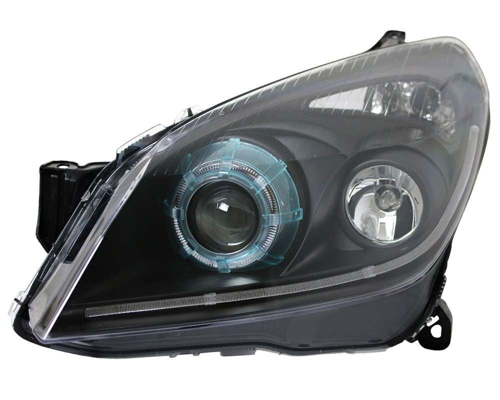 Scheinwerfer LED Angel Eyes für Opel Astra H Schwarz TFL Tagfahrlicht Optik Astra H Opel