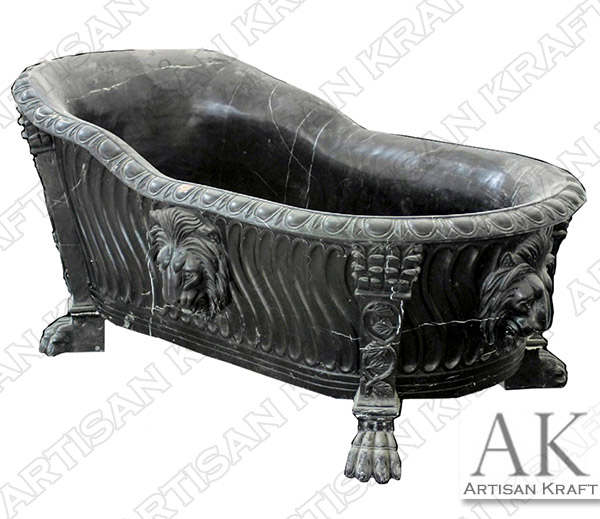 Forest Black Marble Lion Clawfoot Bathtub