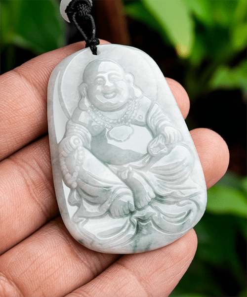 Natural Jade Smile Buddha Pendant