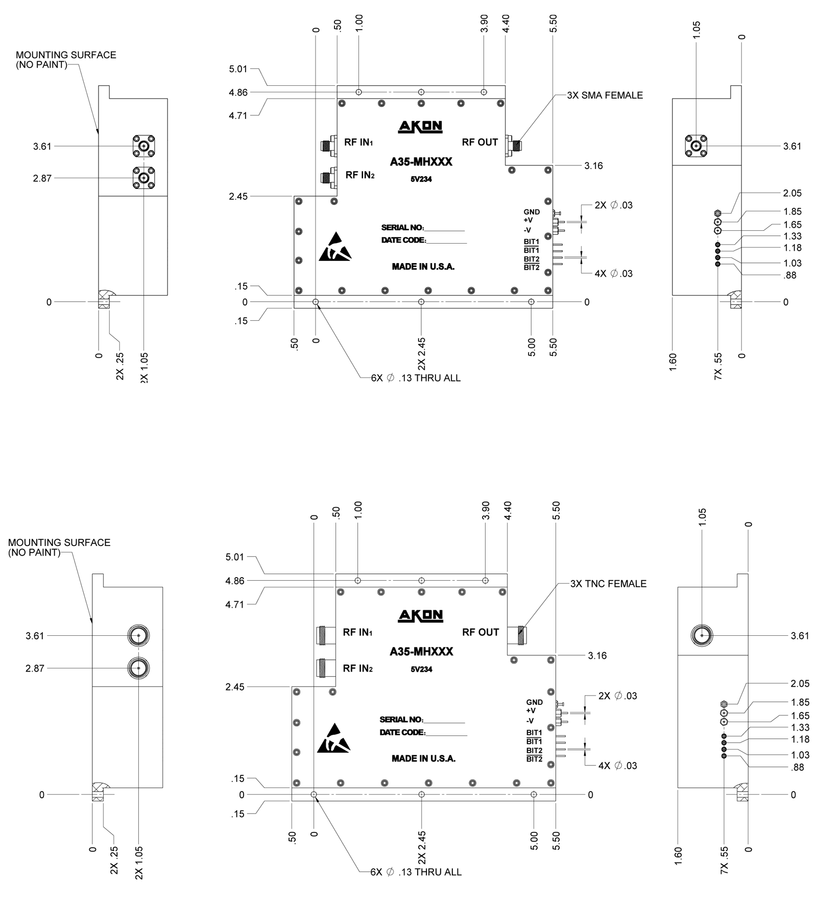 Ruggedized Switchable Input Coaxial Amplifier