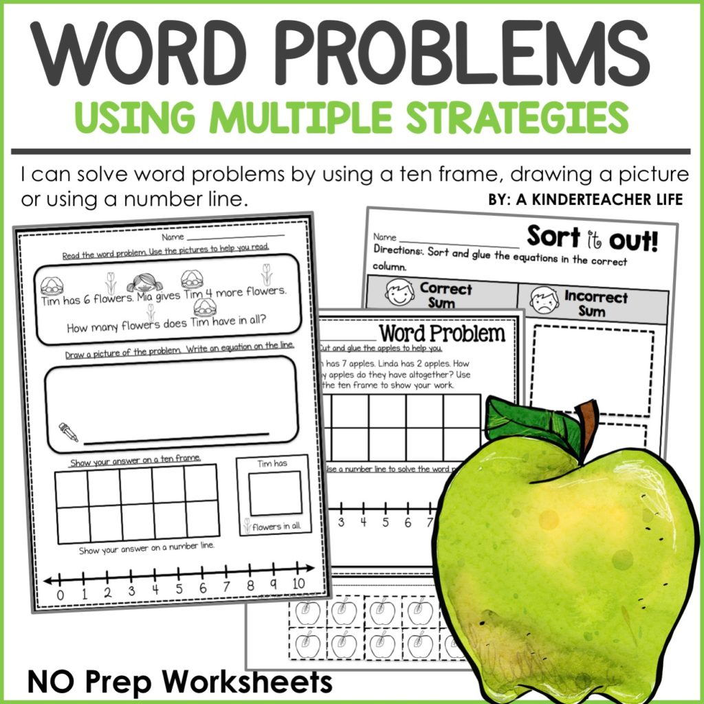 Let's Solve Word Problems Using Multiple Strategies A Kinderteacher Life