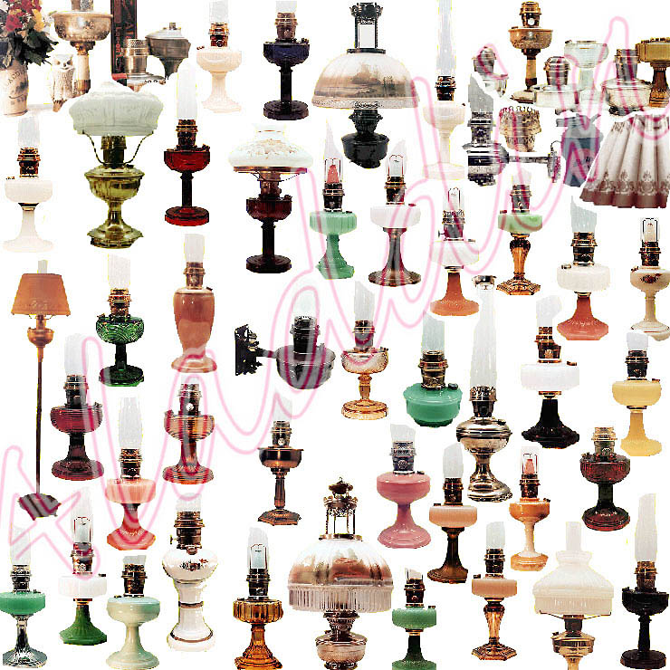 aladdin lamps, a collage of my aladdin kerosene (oil) lamp collection