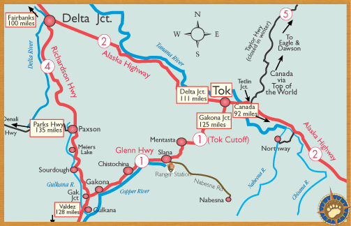 Delta Junction Alaska Map Travel To Delta Junction, Alaska With Bearfoot Guides - Explore The End Of The Alaska Highway. Deltana Fair, Buffalo, Beautiful Mountains, Fort Greely, Sullivan Roadhouse, And More. Maps Included.