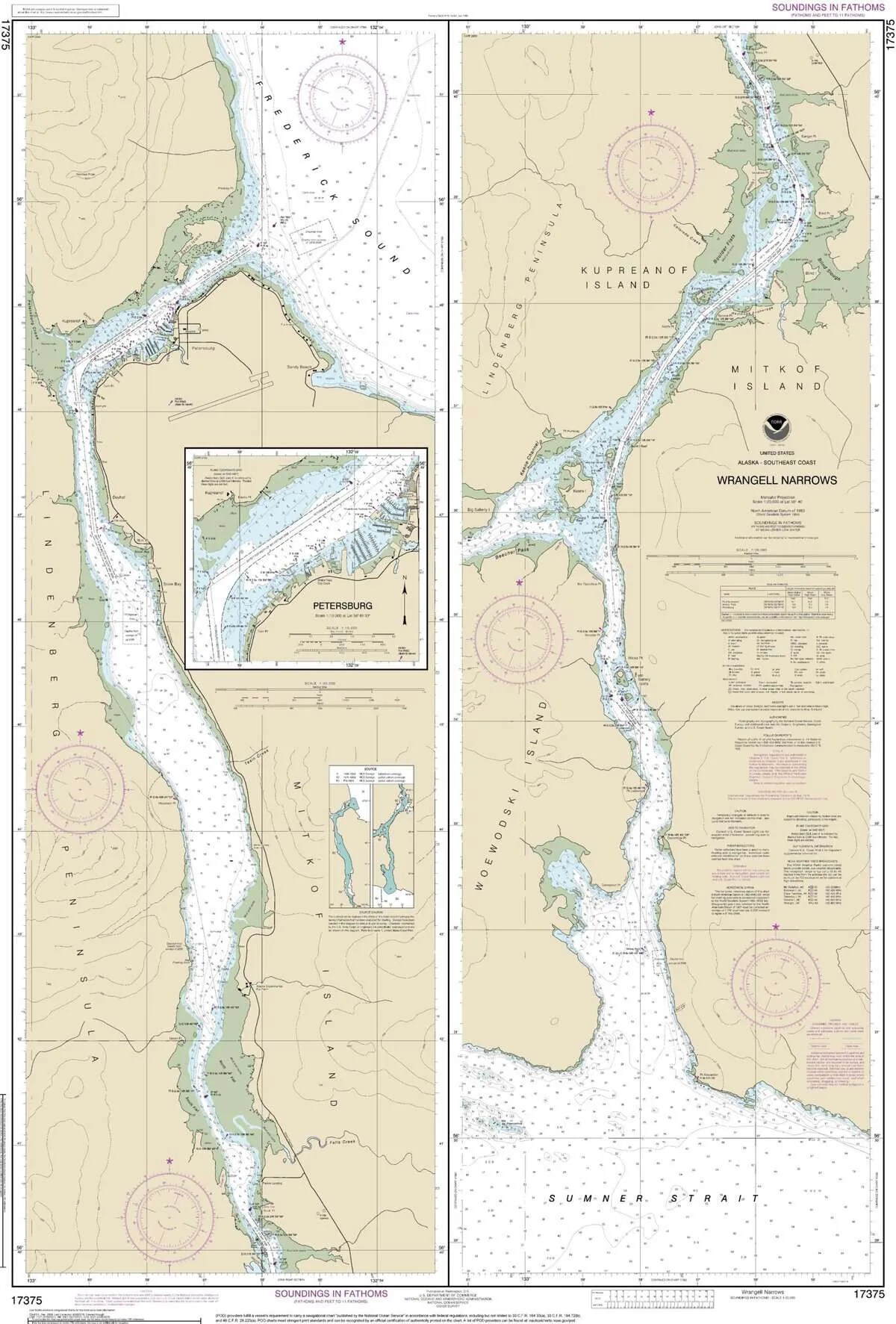 NOAA Nautical Chart 17375 (Wrangell Narrows, Petersburg Harbor
