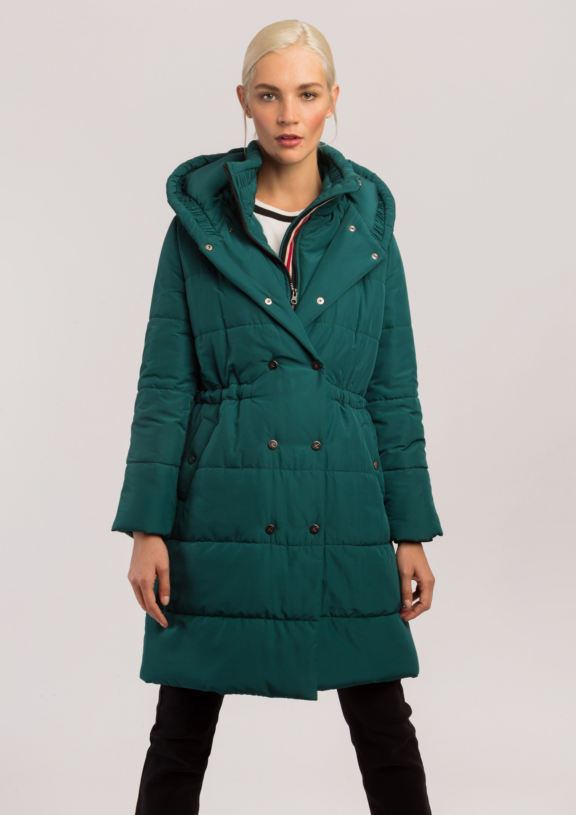 Bottle green parka.