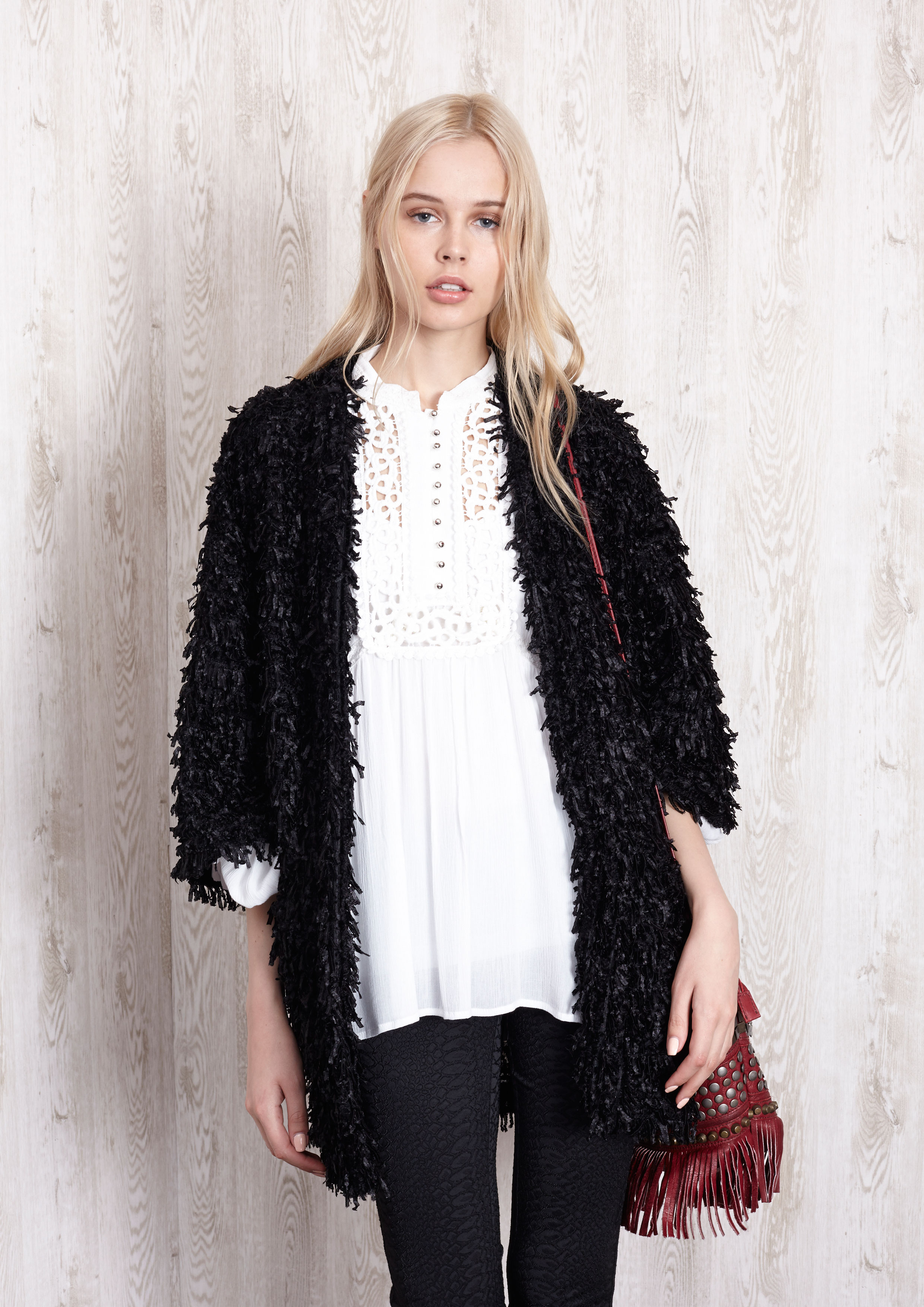 Black and white knit jacket