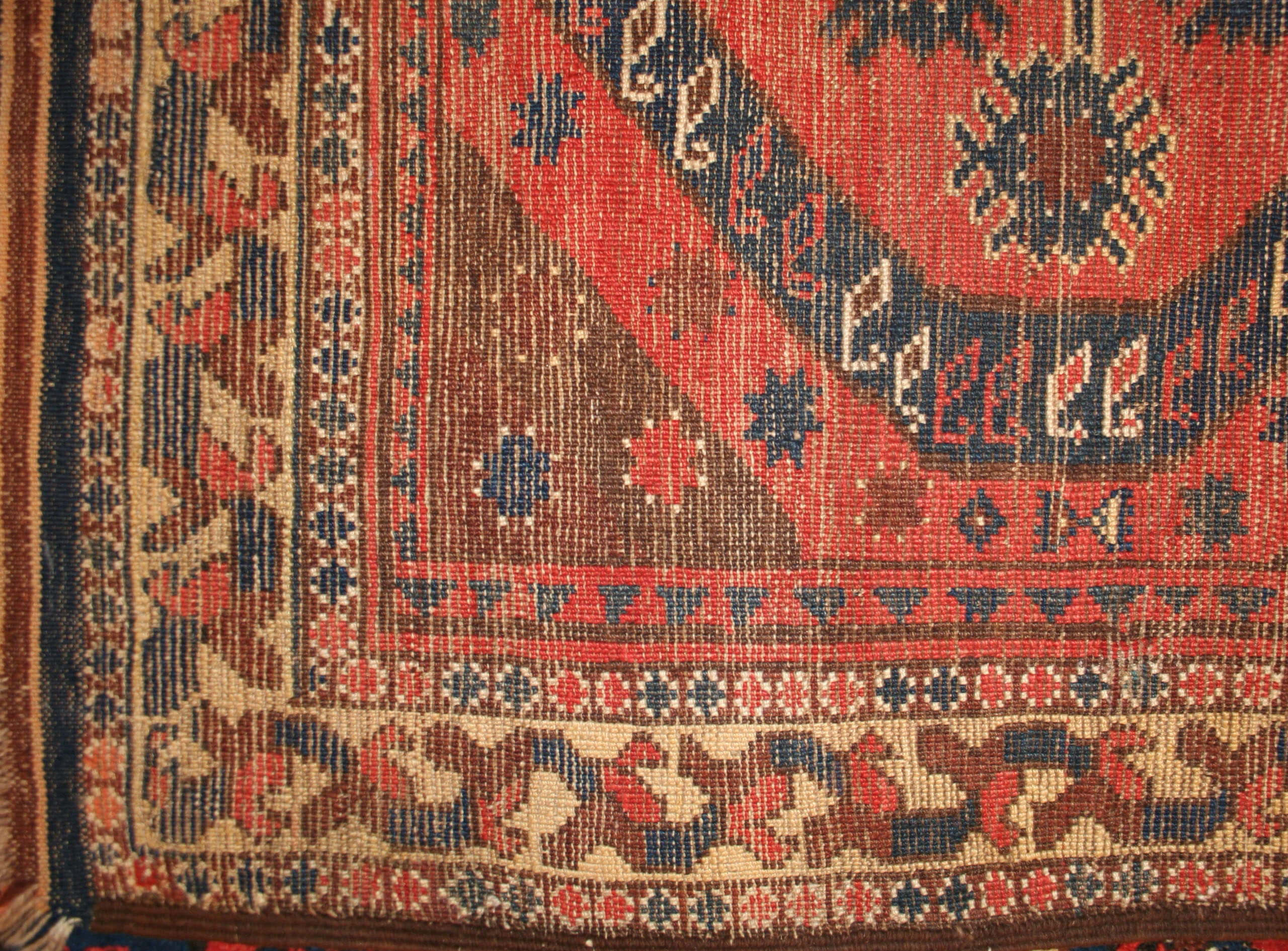 Antique Uzbek Rug with three diamond medallions Alberto Levi Gallery