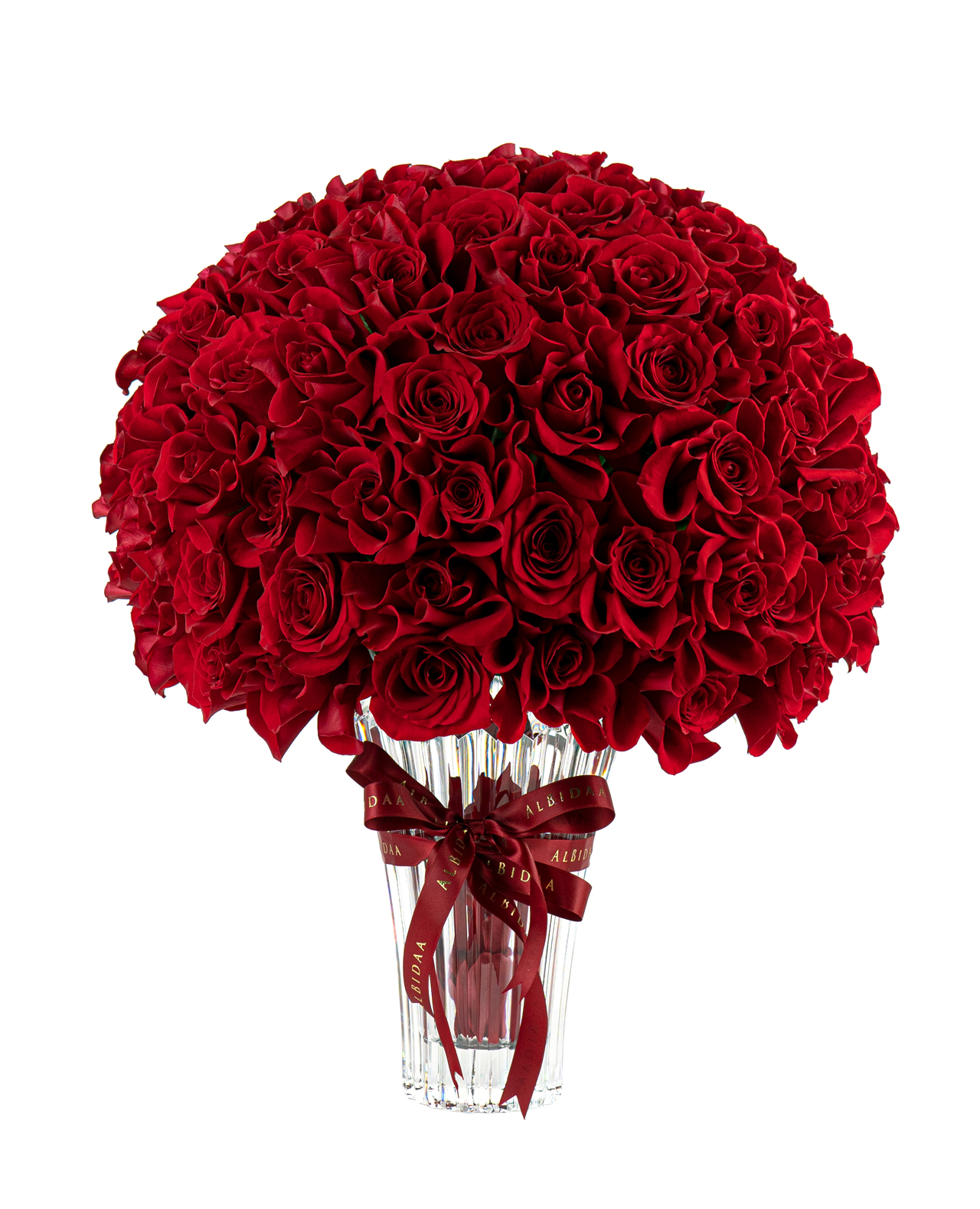 Natural flowers in crystal vase Albidaa Flora