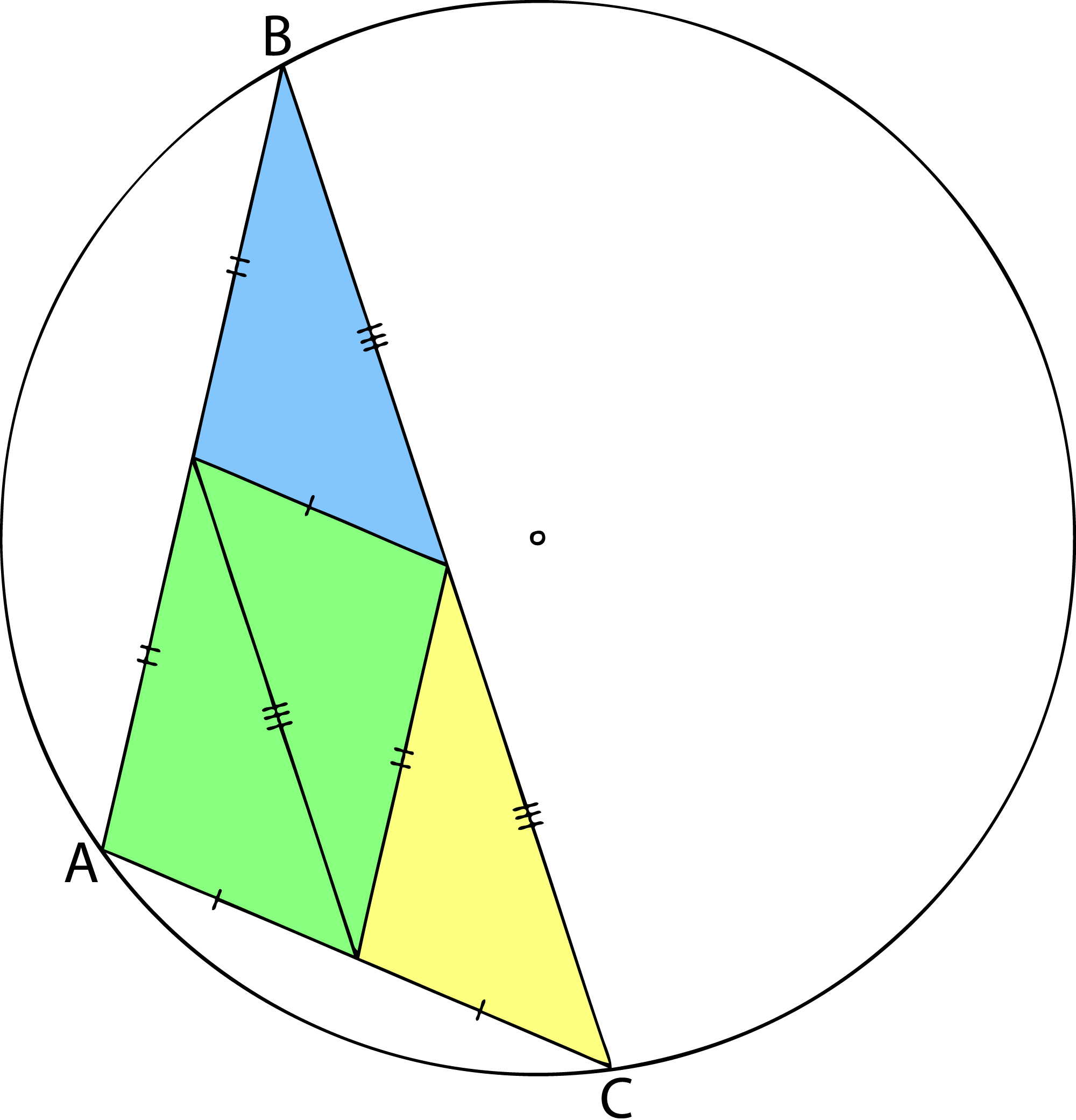 Areas of quadrilaterals within a triangle determined by its