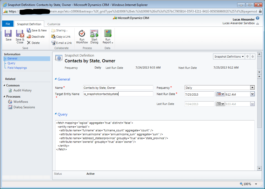 A Data Snapshot Framework for Dynamics CRM