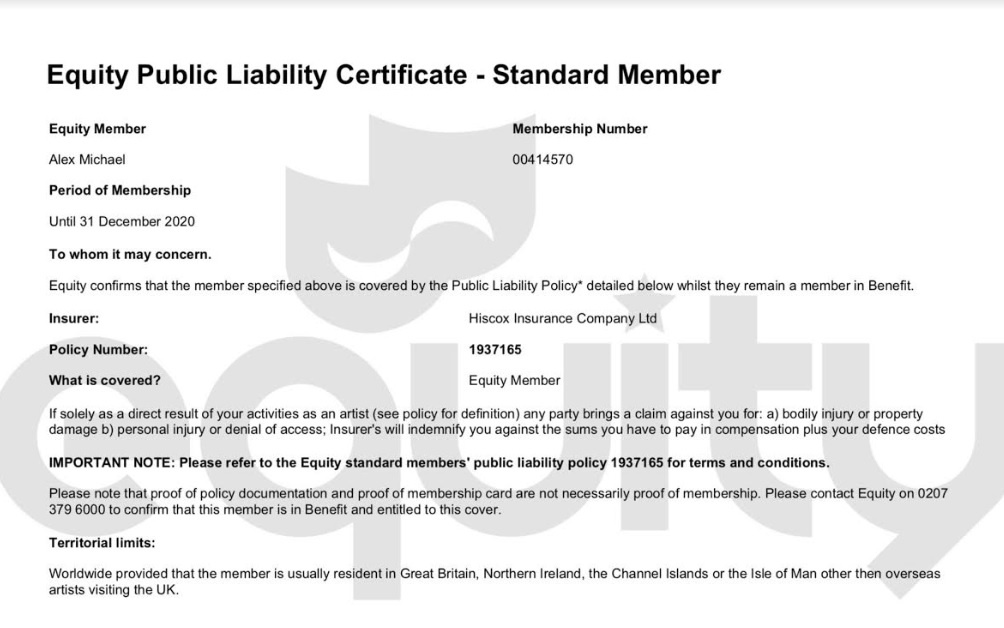 public liability insurance certificate