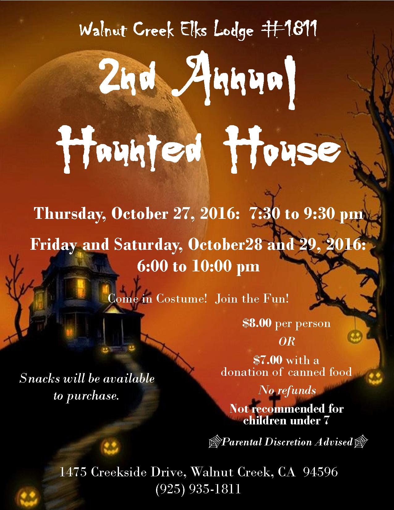 Haunted House Walnut Creek Elks Lodge 1811 Alex's Lemonade Stand