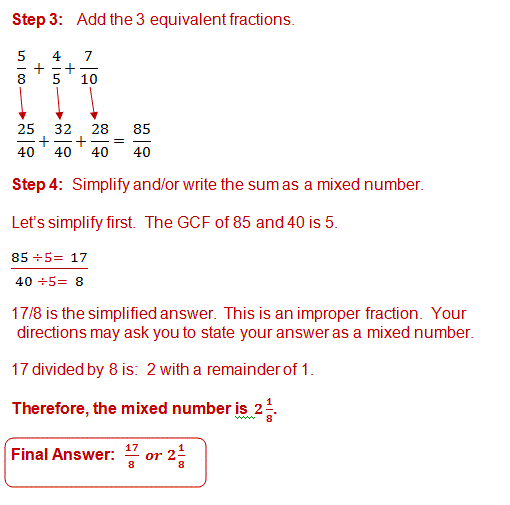 Adding Fractions with Unlike Denominators