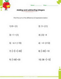 Algebraic Expressions Pdf Printable Worksheets With Integers