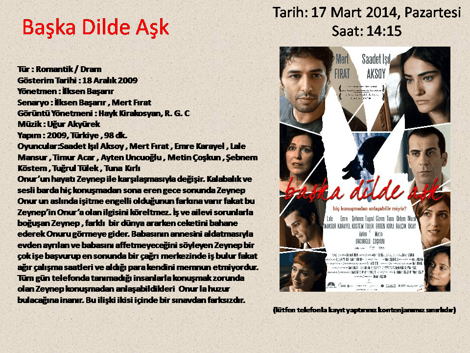 Başka Dilde Aşk 17 Mart 2014 Algı ABA Terapi Merkezi Otizm