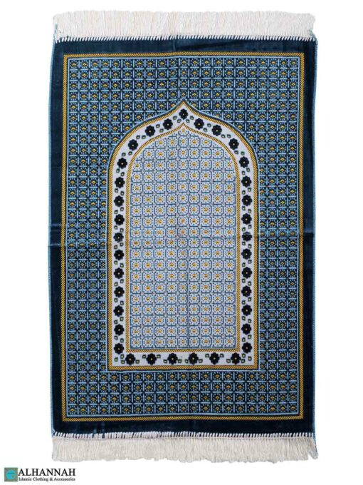 Turkish Prayer Rug Geometric Design in Turquoise II1328 Alhannah
