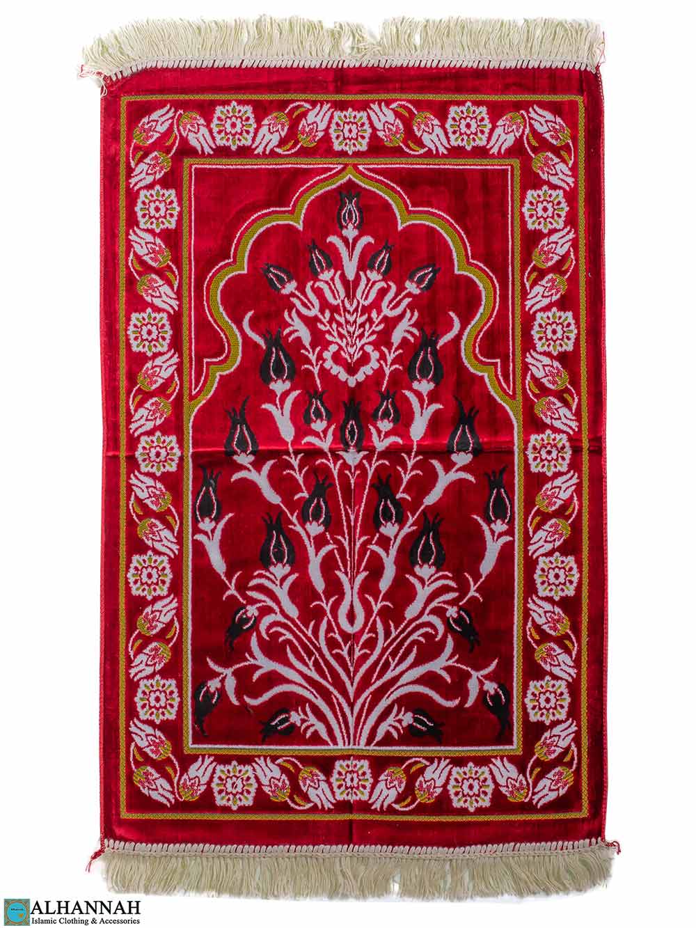 Turkish Prayer Rug Tulip Motif Red II1348 Alhannah Islamic Clothing