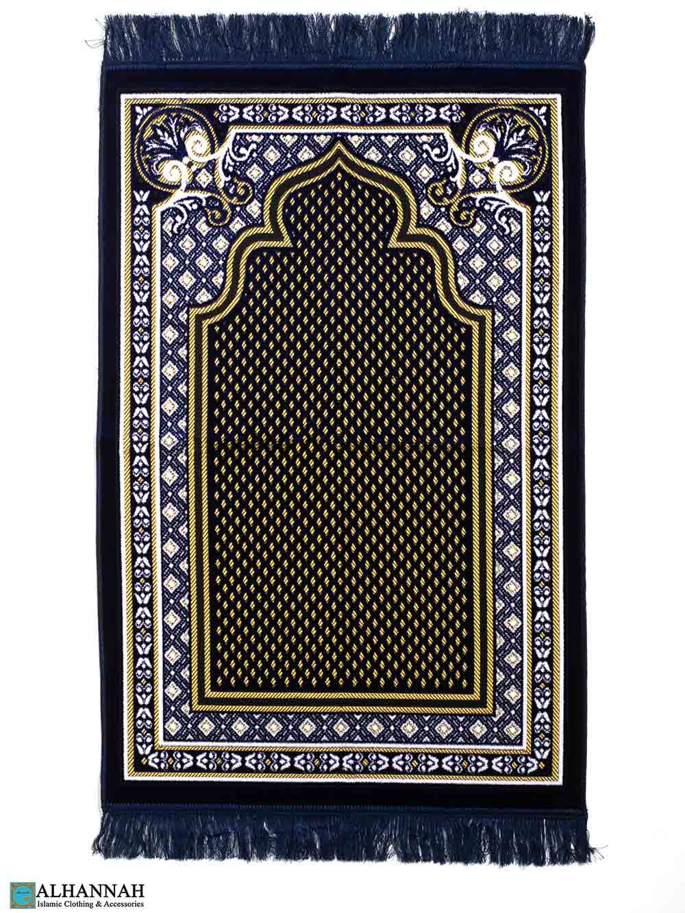 Islamic Prayer Rug with Scroll Border Blue II1374 Alhannah