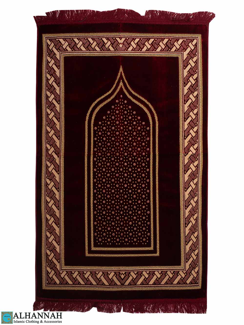 Checked Mihrab Turkish Prayer Rug Ruby ii1668 Alhannah Islamic