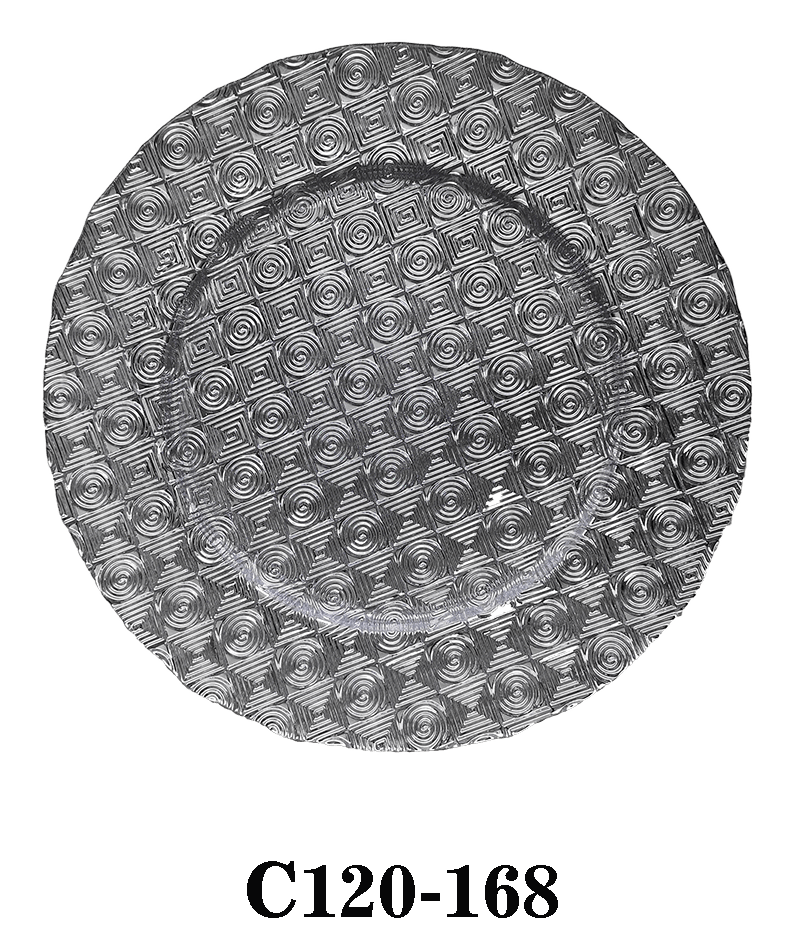 Vintage 13″ Glass Charger Plate in Silver color for Table Party or Rental C120168