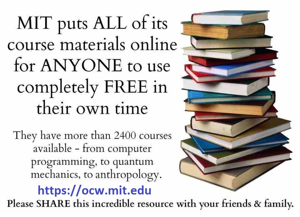 MIT puts all of its course materials online Ali Khan's Official Website