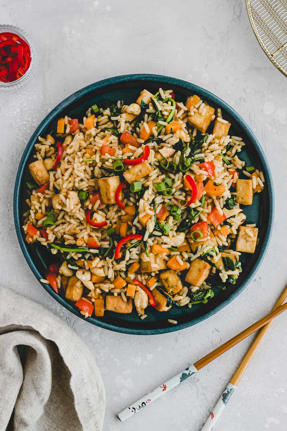 Vegan Tofu Fried Rice Recipe with Fresh Veggies Aline Made