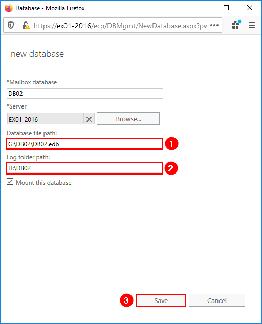 Create mailbox database Exchange 2016 ALI TAJRAN