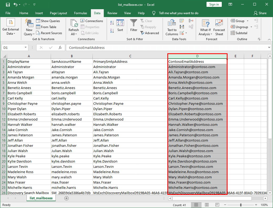 Add email address to list of names in Excel ALI TAJRAN