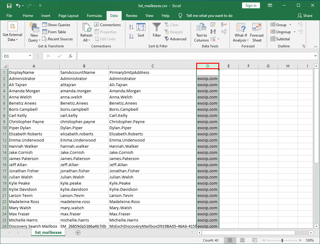 Add email address to list of names in Excel ALI TAJRAN