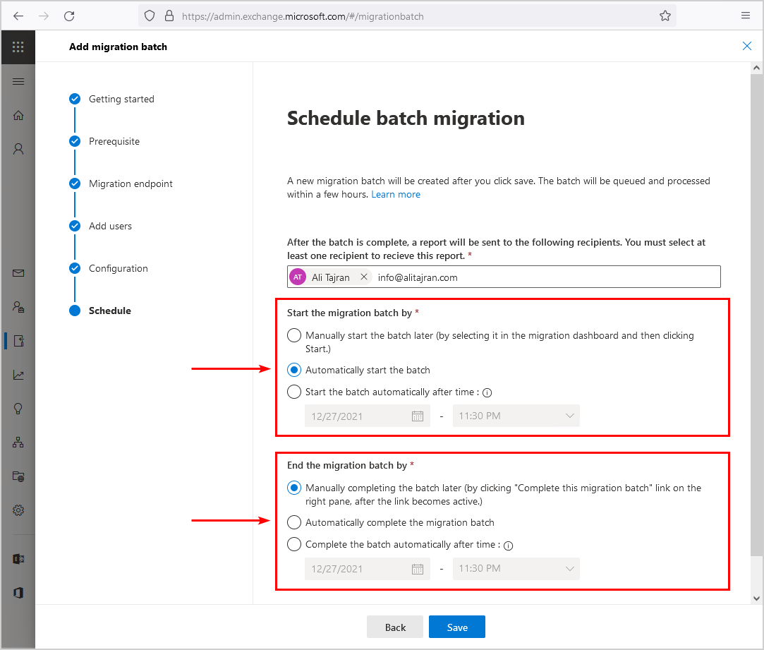 Schedule mailbox batch migration ALI TAJRAN