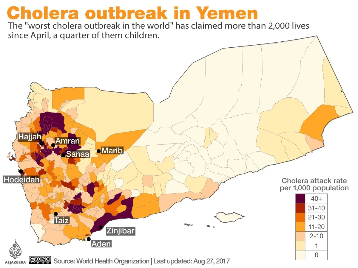 Yemen ‘World’s worst cholera outbreak’ mapped Health News Al Jazeera