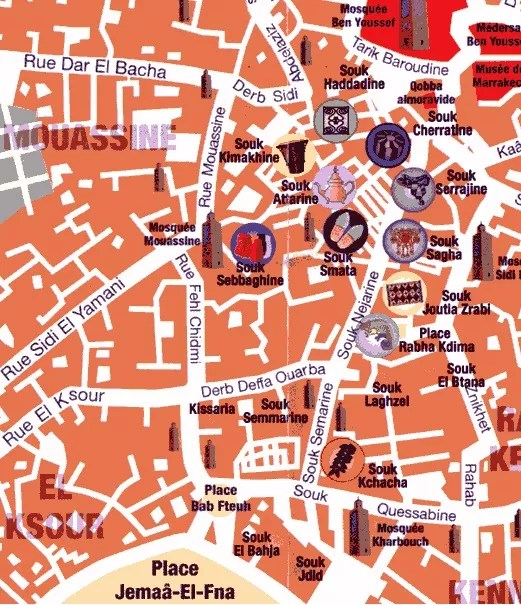 Pain Points De "Le Souk Carte Du Maroc" Souks de Marrakech Description 18 Souks, Plans, Ou, Comment Visiter