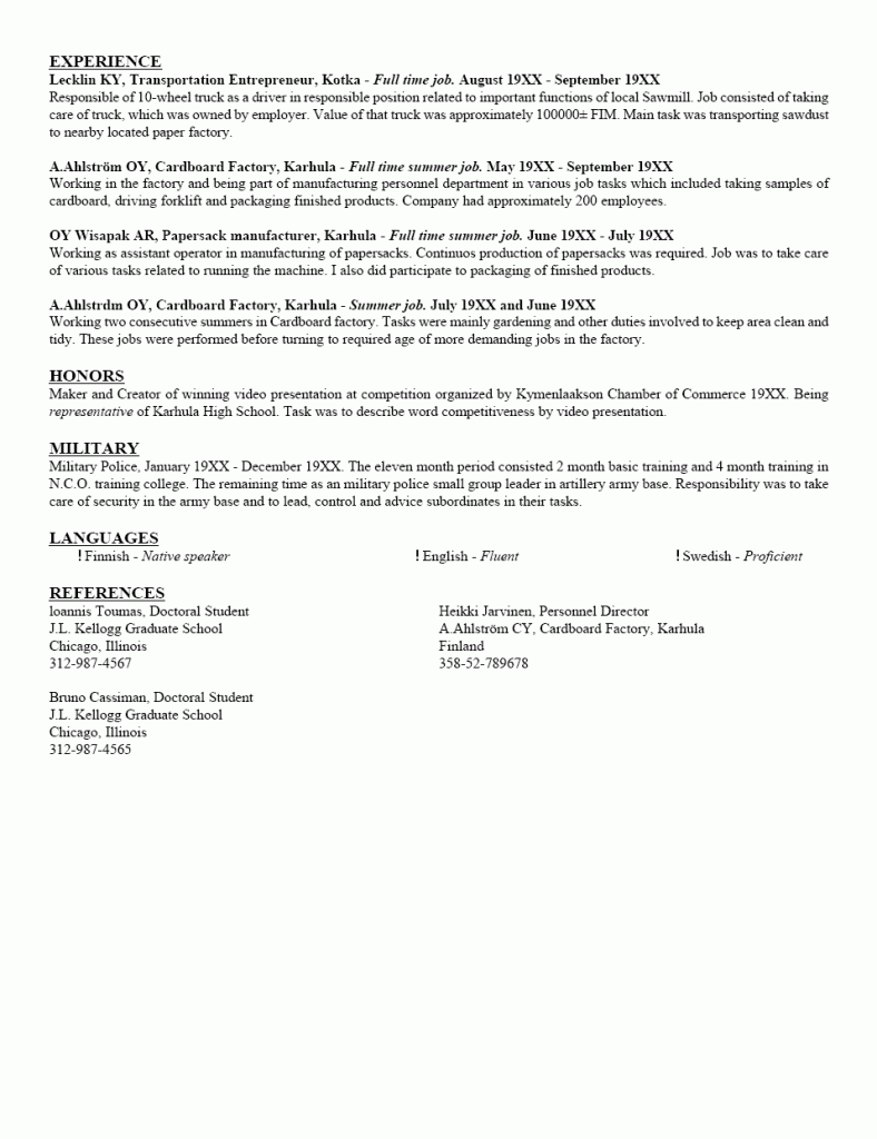 General Resume Format • ALL DOCS