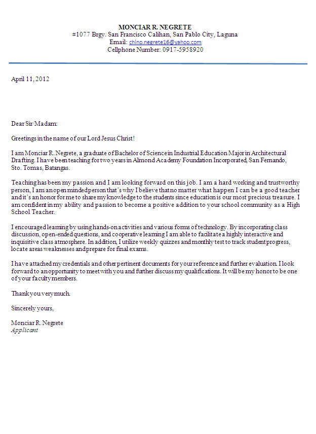 CONTOS DUNNE COMMUNICATIONS - Cover letter for teachers ... (624 x 856 Pixel)