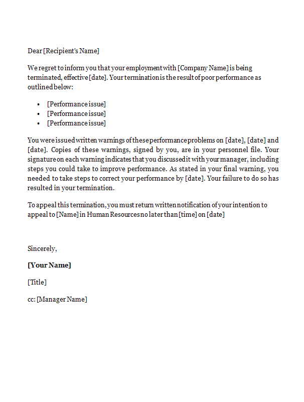 Termination Letter Template • ALL DOCS