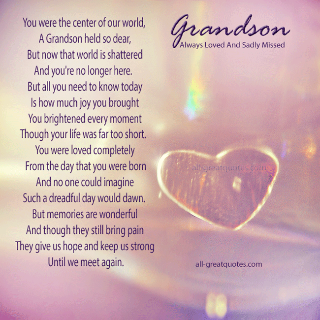 In Loving Memory Cards For Grandson You were the center