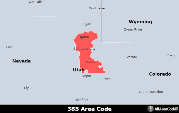 385 Area Code Location map, time zone, and phone lookup