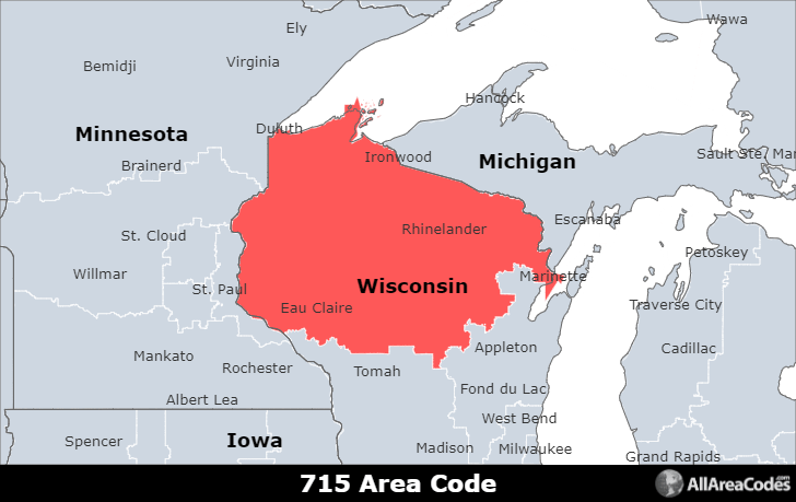 715 Area Code Location map, time zone, and phone lookup