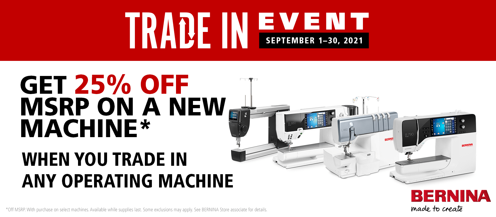 Sewing machines, embroidery machines, vacuum cleaners, small appliances