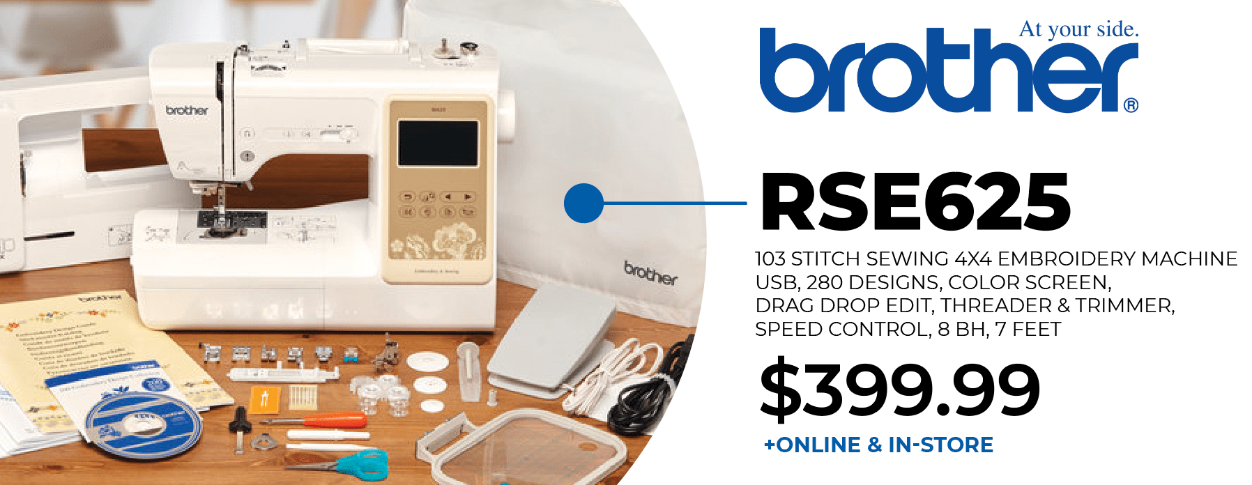 Sewing machines, embroidery machines, vacuum cleaners, small appliances