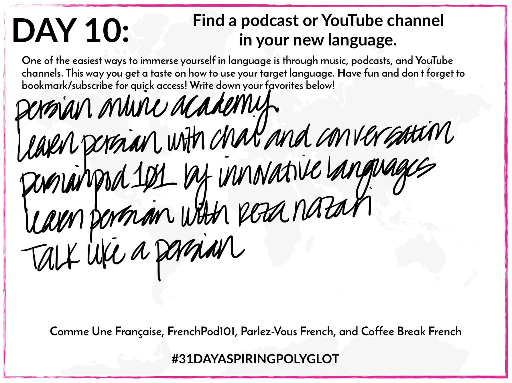 AE -DAY 9 - WORKSHEET - 31 DAY ASPIRING POLYGLOT CHALLENGE