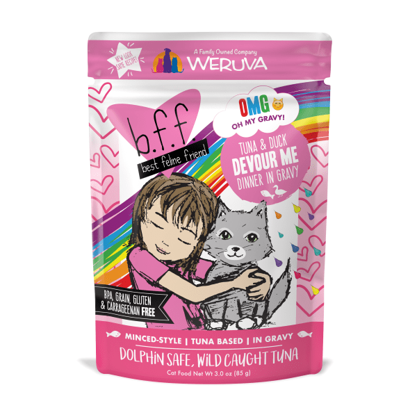 BFF OMG Tuna & Duck Devour Me 3 oz Pouch, All for Cats, BFF Cat Food