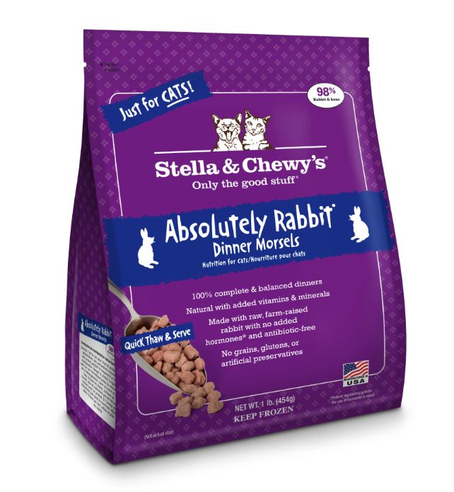 Stella & Chewy's Frozen Cat Rabbit Morsels 1LB, All for Cats, Cat and